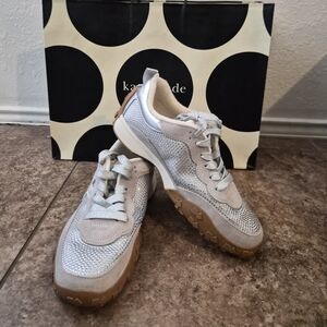 K As In Kate Runner Kate Spade Silver and Tan Sneakers
